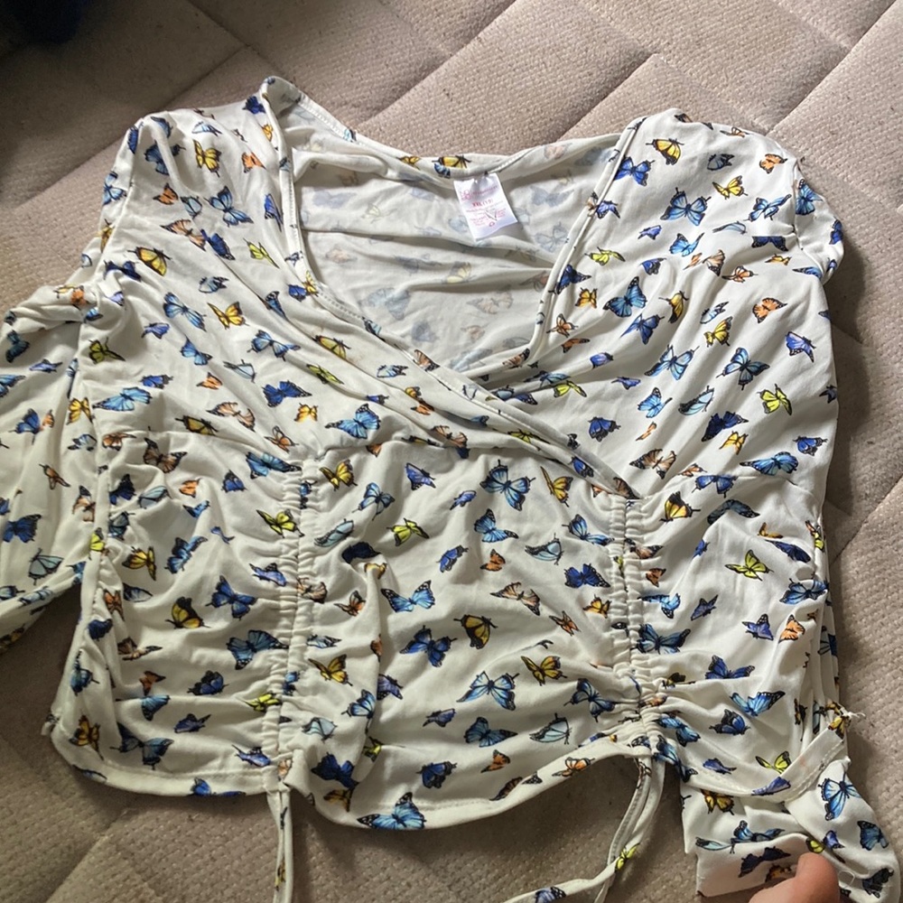 White orange and blue. Butterfly crop top size XXL/19